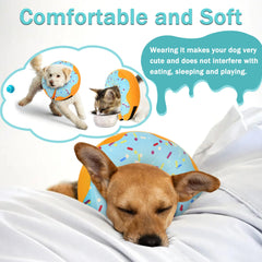 Close-up of Cneo Recovery Donut Collar in blue, soft fabric and plush rim