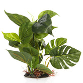 CNZ aquarium plastic plant with green leaves, 13-inch base view for natural hiding spots.