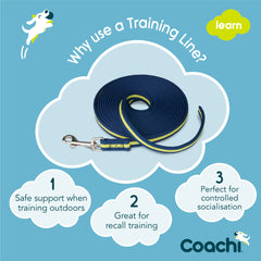 Coachi Training Line in action for safe recall in open park spaces.