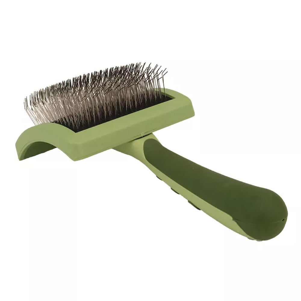 Coastal Safari curved firm slicker brush with ergonomic handle for comfortable grooming.