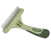 Coastal Safari undercoat rake closeup rotating pins for gentle detangling and mat prevention.