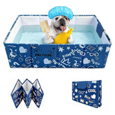 COBOPANDA foldable dog bathtub in blue, compact for easy storage.