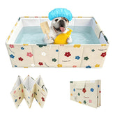 COBOPANDA foldable dog bathtub ready for easy bath time on counter or sink.