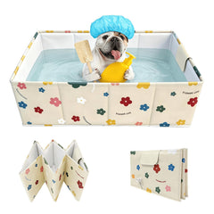 COBOPANDA foldable dog bathtub ready for easy bath time on counter or sink.