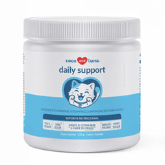 Coco and Luna daily cat multivitamin bottle packaging for easy daily use