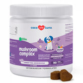 Coco and Luna Turkey Tail dog supplement bottle showing immune support potential.