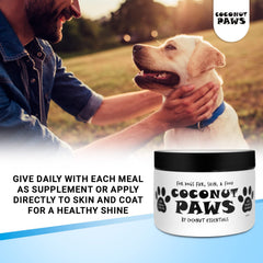 Coconut Essentials Coconut Paws coat shine close-up suggests healthier fur.