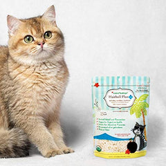 Hairball Plus Fiber texture close-up highlighting natural ingredients for cats.