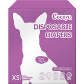 COCOYO XS 84-count disposable female dog diapers package showing full leakage protection.