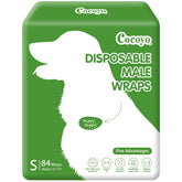 COCOYO disposable male wrap with breathable outer layer on a small dog.