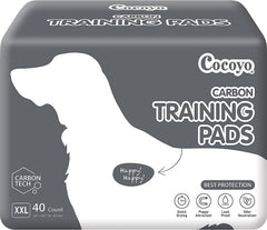 COCOYO dog training pads XXL activated-carbon surface hides stains and controls odor.