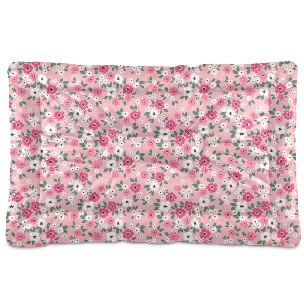 Coikll pink floral pet bed pad offers cozy rest for dogs.