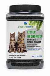 Coir Wonder Cat Litter Deodorizer jar front showing odor-control for litter boxes.