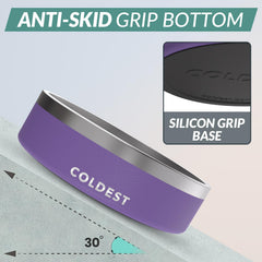 Coldest Dog Bowl Galaxy Purple side view, anti-slip base for mess-free feeding.