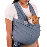 CollarDirect cat sling carrier gray large front view shows hands-free transport and secure fit.