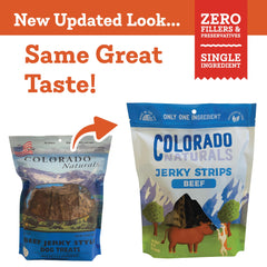 Colorado Naturals beef jerky strip dog snack collection for all sizes