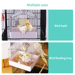 Versatile bath, play area and feeder for small to medium birds.