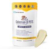 Colostrum-LD veterinarian-approved bottle highlights high immunoglobulins for immune support.