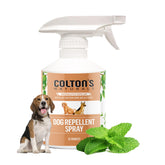 Colton's Naturals Dog Repellent Spray deters dogs from outdoor spaces safely.