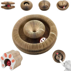 Comasua Kitty Curls Cat Toy front view showing interactive cardboard scratcher for indoor play