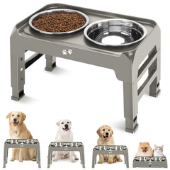 COMESOON elevated dog bowl stand with four height options for growing dogs.