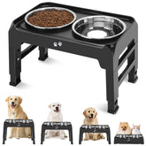 COMESOON elevated dog bowls stand with four height options for convenient feeding.