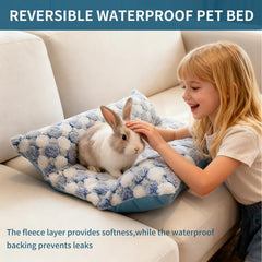 Comfisit rabbit bed reversible two-sides design offers versatile comfort.