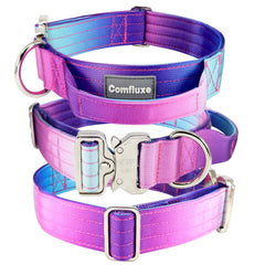 Gradient pink Comfluxe collar adds visibility and style during outdoor adventures.