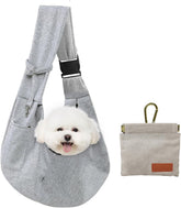 CONLI small dog carrier sling showing the adjustable strap for hands-free outings