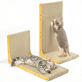 Conlun Cardboard Scratcher 26-inch L-shape in woodgrain, spacious surface for scratching.