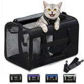 Conlun cat carrier with four-sided mesh top view for airy travel.