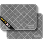 Conlun cat litter mat with grid mesh traps litter from paws for cleaner floors.