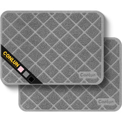 Conlun cat litter mat with grid mesh traps litter from paws for cleaner floors.