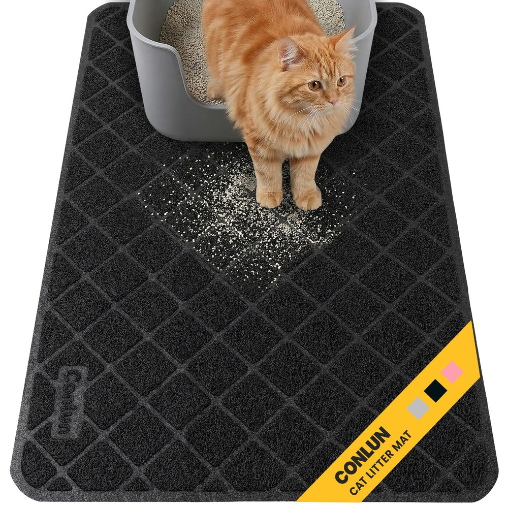Conlun cat litter mat top view with grid design that traps litter efficiently.