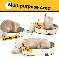 Conlun cat scratching pad lounge bed side angle demonstrates 2-in-1 design.