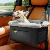 Conlun dog seat booster front view showing secure fit and elevated visibility for calm journeys