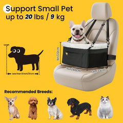 Conlun dog seat booster side view highlighting sturdy support during bumpy rides
