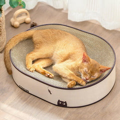 Conlun Oval Cat Scratcher Bed offers a cozy lounge after scratching, protecting furniture.