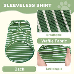 COOHAMS stripe dog shirt size guide highlighting chest-first fit