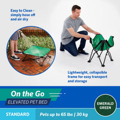Coolaroo On-The-Go elevated dog bed with breathable fabric for all-around airflow.