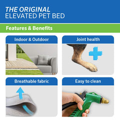 Off-the-ground support eases joints for dogs of all sizes.