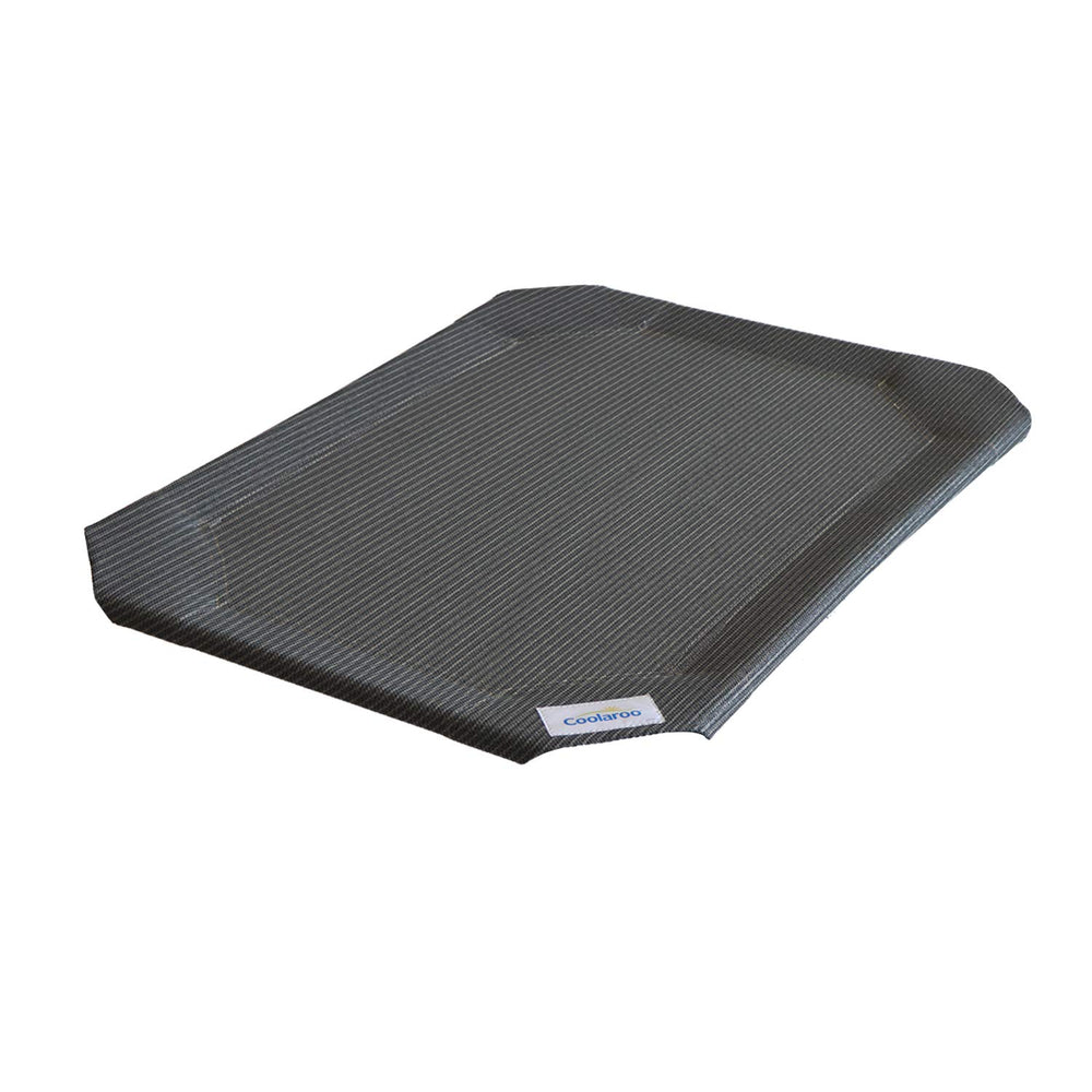 Coolaroo original elevated pet bed cover in gunmetal, angled view showing breathable fabric.