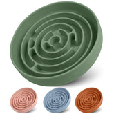 Coomazy slow-feeder avocado green bowl with labyrinth design for controlled eating.