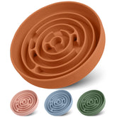 Coomazy orange slow feeder dog bowl for calm, mindful meals.