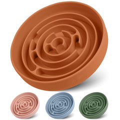 Coomazy orange slow feeder dog bowl for calm, mindful meals.