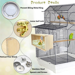 Cooshou nesting box natural pine and acrylic safe and durable for small birds.