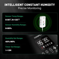 COOSPIDER intelligent humidity control adjusts mist automatically