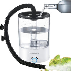 COOSPIDER top-fill design humidifier for easy refills without disturbing reptiles.