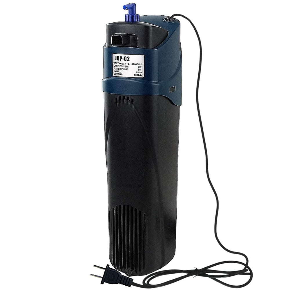 COOSPIDER fish tank filter with UV lamp for clearer water and reduced odors.