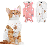 Coppthinktu recovery suit on cat after spay, protects abdominal wounds during healing